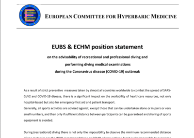 Recomendaciones de la EUBS-ECHM sobre buceo y COVID-19